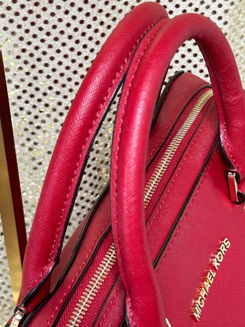 Michael Kors Red Satchel with Gold Hardware - Excellent Preloved Condition - Picture 5 of 16